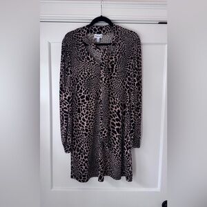 Veronica M Animal Print Long Sleeve Dress
